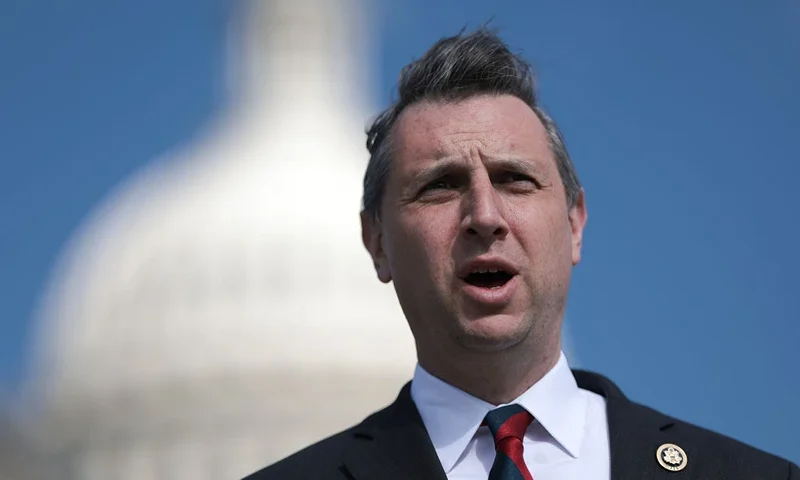 WASHINGTON, DC - MARCH 20: Rep. Seth Magaziner (D-RI) speaks during a press conference outside the U.S. Capitol March 20, 2024 in Washington, DC. Democratic members of Congress held the press conference to introduce the “Protected Time Off Act”. (Photo by Win McNamee/Getty Images)