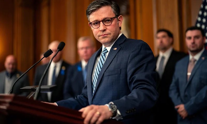 WASHINGTON, DC - MAY 15: Speaker of the House Mike Johnson (R-LA) speaks during a news conference at the U.S. Capitol on May 15, 2024 in Washington, DC. This week marks National Police Week, which sees thousands of police officers from departments across the country coming to Washington DC to honor law enforcement who died in the line of duty. (Photo by Kent Nishimura/Getty Images)