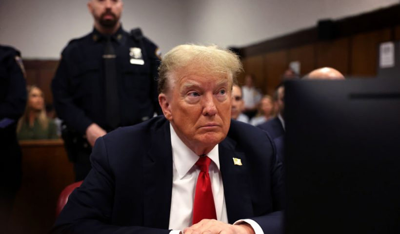 NEW YORK, NEW YORK - MAY 28: Former U.S. President Donald Trump arrives for his hush money trial at Manhattan Criminal Court on May 28, 2024 in New York City. Closing arguments are set to begin in former U.S. President Trump's hush money trial. The former president faces 34 felony counts of falsifying business records in the first of his criminal cases to go to trial. (Photo by Spencer Platt/Getty Images)