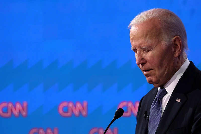 ATLANTA, GEORGIA - JUNE 27: U.S. President Joe Biden participates in the CNN Presidential Debate at the CNN Studios on June 27, 2024 in Atlanta, Georgia. President Biden and Republican presidential candidate, former U.S. President Donald Trump are facing off in the first presidential debate of the 2024 campaign. (Photo by Justin Sullivan/Getty Images)