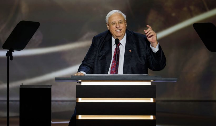 MILWAUKEE, WISCONSIN - JULY 16: West Virginia Gov. Jim Justice speaks on stage on the second day of the Republican National Convention at the Fiserv Forum on July 16, 2024 in Milwaukee, Wisconsin. Delegates, politicians, and the Republican faithful are in Milwaukee for the annual convention, concluding with former President Donald Trump accepting his party's presidential nomination. The RNC takes place from July 15-18. (Photo by Chip Somodevilla/Getty Images)