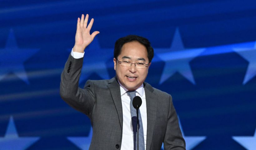 US Representative Andy Kim, Democrat from New Jersey, speaks on the third day of the Democratic National Convention (DNC) at the United Center in Chicago, Illinois, on August 21, 2024. Vice President Kamala Harris will formally accept the party's nomination for president at the DNC which runs from August 19-22 in Chicago. (Photo by Mandel NGAN / AFP) (Photo by MANDEL NGAN/AFP via Getty Images)