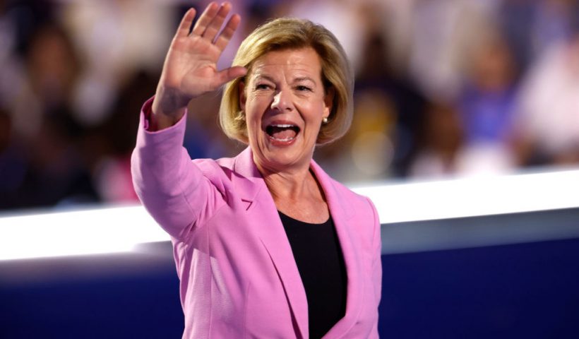 CHICAGO, ILLINOIS - AUGUST 22: U.S. Sen. Tammy Baldwin (D-WI) departs after speaking on stage during the final day of the Democratic National Convention at the United Center on August 22, 2024 in Chicago, Illinois. Delegates, politicians, and Democratic Party supporters are gathering in Chicago, as current Vice President Kamala Harris is named her party's presidential nominee. The DNC takes place from August 19-22. (Photo by Kevin Dietsch/Getty Images)