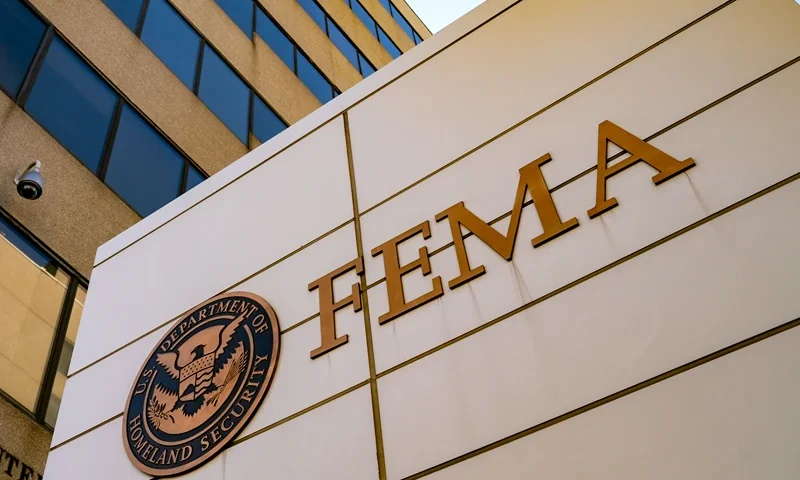 he Federal Emergency Management Agency Headquarters, in Washington is photographed on October 8, 2024 in Washington, DC. FEMA is running low on personnel, with only 9% of staff available as Hurricane Milton, with 175 mph winds, approaches Tampa, FL; Compared to 25% availability in previous years. (Photo by Kent Nishimura/Getty Images)