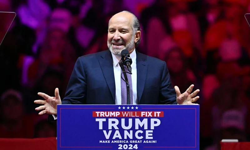 Howard Lutnick, Chairman and CEO of Cantor Fitzgerald and Co-Chair of the Trump 2024 Transition Team speaks at a rally for former US President and Republican presidential candidate Donald Trump at Madison Square Garden in New York, October 27, 2024. (Photo by ANGELA WEISS / AFP) (Photo by ANGELA WEISS/AFP via Getty Images)
