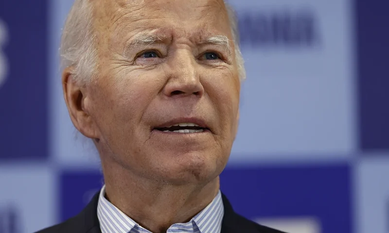 US President Joe Biden speaks at the Carpenters Local Union 445 "Get Out The Vote" event in Scranton, Pennsylvania, on November 2, 2024. (Photo by Ting Shen / AFP) (Photo by TING SHEN/AFP via Getty Images)