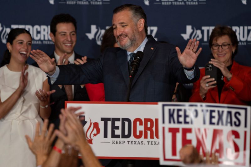 HOUSTON, TEXAS - NOVEMBER 5: After winning reelection, U.S. Sen. Ted Cruz (R-TX) greets supporters at his election watch party at the Marriott Marquis on November 5, 2024 in Houston, Texas. Americans are casting their ballots today in the presidential race between Republican nominee former President Donald Trump and Democratic nominee Vice President Kamala Harris, as well as multiple state elections that will determine the balance of power in Congress. (Photo by Danielle Villasana/Getty Images)