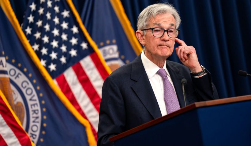 WASHINGTON, DC - NOVEMBER 07: Federal Reserve Board Federal Reserve Chairman Jerome Powell speaks during a news conference following a Federal Open Market Committee meeting in Washington on November 07, 2024 in Washington, DC. The Federal Reserve cut interest rates the second time this year, cutting its benchmark lending rate by a quarter percentage point as they extend efforts to keep the US economic expansion on solid footing amid concerns about a weakening labor market. (Photo by Kent Nishimura/Getty Images)