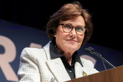 LAS VEGAS, NEVADA - NOVEMBER 06: U.S. Sen. Jacky Rosen (D-NV) speaks to supporters at the Nevada Democratic Party's election results watch party at Aria Resort & Casino early on November 06, 2024 in Las Vegas, Nevada. On November 05, voters cast their ballots to determine whether Democratic presidential nominee and U.S. Vice President Kamala Harris or Republican presidential nominee and former U.S. President Donald Trump will become the next President of the United States as well as multiple state elections that will determine the balance of power in Congress. (Photo by Ethan Miller/Getty Images)