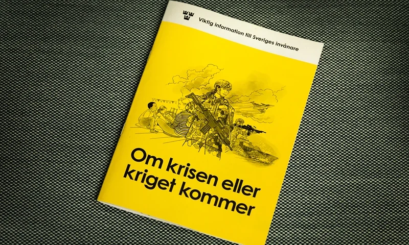 The new version of the preparedness booklet "If the crisis or war comes", that will be distributed to all households, is pictured on November 18, 2024 in Stockholm, Swede. Sweden on November 18, 2024 began sending some five million pamphlets to residents urging them to prepare for the possibility of war, as neighbouring Finland launched a new preparedness website. (Photo by Claudio BRESCIANI / TT News Agency / AFP) / Sweden OUT (Photo by CLAUDIO BRESCIANI/TT News Agency/AFP via Getty Images)