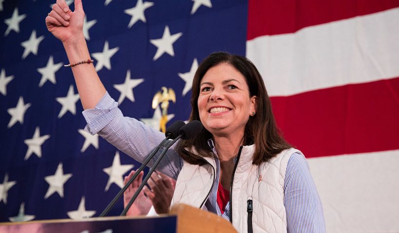 CONCORD, NH - NOVEMBER 9 - GOP New Hampshire Senate candidate Kelly Ayotte greets supporters at her election night party at the Grappone Convention Center on November 9, 2016, in Concord, New Hampshire. Republican Senator Kelly Ayotte and Democratic Governor Maggie Hassan ran a hotly contested Senate race that was still undecided in the early morning hours of November 9, 2016. (Photo by Kayana Szymczak/Getty Images)