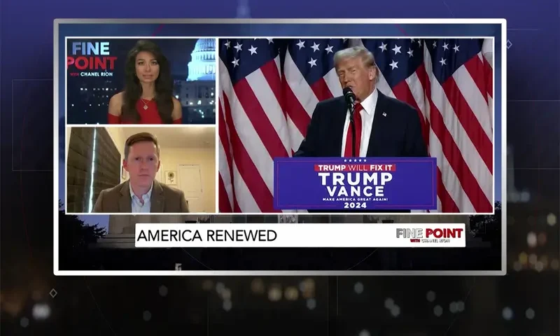 Video still from Fine Point on One America News Network during an interview with the guest, Eric Teetsle.