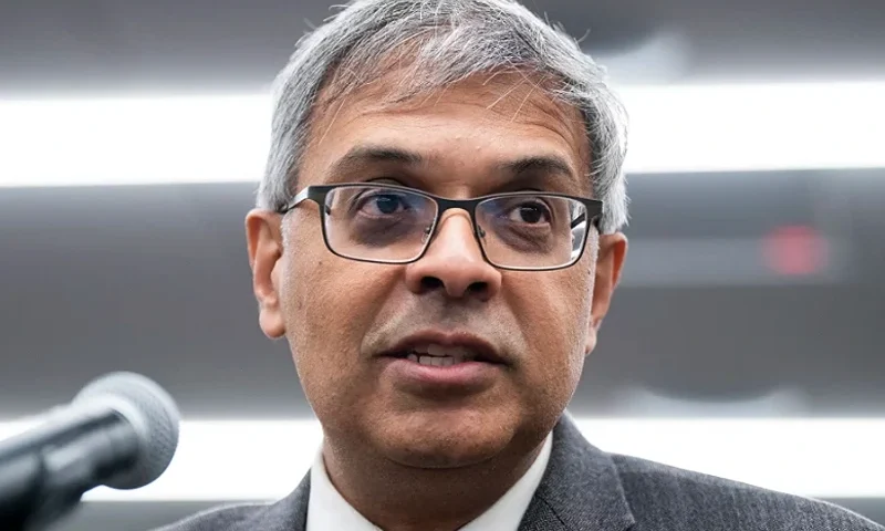 Dr. Jay Bhattacharya speaks during a roundtable discussion with members of the House Freedom Caucus on the COVID-19 pandemic at The Heritage Foundation in late 2022. (Photo via: Tom Williams/CQ-Roll Call/Getty Images)