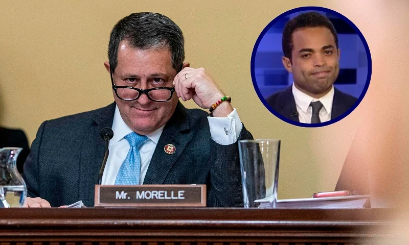 Senator Joe Morelle, D-NY, interviews the witnesses during a House Rules Committee hearing on the impeachment against President Donald Trump, December 17, 2019, on Capitol Hill in Washington, DC. (Photo by Jason Andrew / POOL / AFP) (Photo by JASON ANDREW/POOL/AFP via Getty Images) / (R) Michael Hopkins, 38. (Photo via: Tucker Carlson program screenshot)