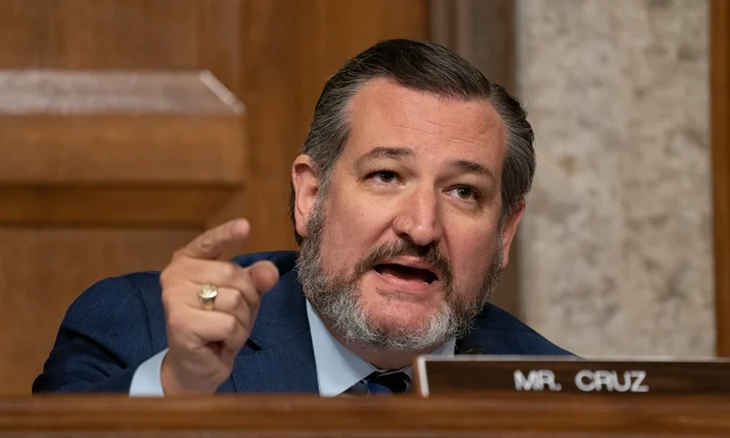 WASHINGTON, DC - SEPTEMBER 30: U.S. Sen. Ted Cruz (R-TX) questions former FBI Director James Comey, who was appearing remotely, at a hearing of the Senate Judiciary Committee on September 30, 2020 in Washington, DC. Comey was testifying in the committee's probe into the origins of the investigation into Russian interference in the 2016 election. (Photo by Ken Cedeno-Pool/Getty Images)