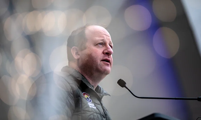 BOULDER, CO - MARCH 22: Colorado Governor Jared Polis speaks at a day of remembrance event on March 22, 2022 in Boulder, Colorado. The event took place on the anniversary of a mass shooting at a King Soopers grocery store in Boulder that left ten people dead. (Photo by Chet Strange/Getty Images)