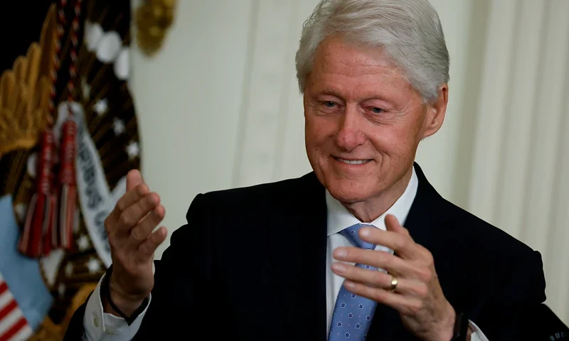 Former U.S. President Bill Clinton delivers remarks during an event marking the 30th anniversary of the Family and Medical Leave Act in the East Room of the White House on February 02, 2023 in Washington, DC. Some Democrats in Congress are calling on Biden to expand access to the FMLA by, in part, including a national 12-week paid family leave system as part of his proposed federal budget. (Photo by Chip Somodevilla/Getty Images)