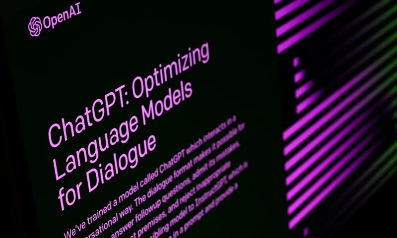 LONDON, ENGLAND - FEBRUARY 03: In this photo illustration, the welcome screen for the OpenAI "ChatGPT" app is displayed on a laptop screen on February 03, 2023 in London, England. OpenAI, whose online chatbot ChatGPT made waves when it was debuted in December, announced this week that a commercial version of the service, called ChatGPT Plus, would soon be available to users in the United States. (Photo by Leon Neal/Getty Images)