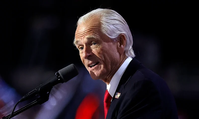 Former Director of the US Office of Trade and Manufacturing Policy Peter Navarro speaks during the third day of the 2024 Republican National Convention at the Fiserv Forum in Milwaukee, Wisconsin, on July 17, 2024. Days after he survived an assassination attempt Donald Trump won formal nomination as the Republican presidential candidate and picked Ohio US Senator J.D. Vance for running mate. (Photo by Kamil Krzaczynski / AFP) (Photo by KAMIL KRZACZYNSKI/AFP via Getty Images)
