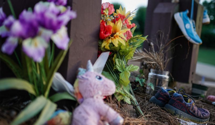 A memorial to Laken Riley at Lake Allyn Herrick on the campus of the University of Georgia on June 7, 2024, in Athens, Georgia. On February 22, 2024, Riley, a nursing student at Augusta University, was killed while she was jogging at the University of Georgia in Athens, Georgia. Her body was found in Oconee Forest Park near the lake. The suspect, José Antonio Ibarra, a 26-year-old Venezuelan, had reportedly entered the US illegally. (Photo by Elijah Nouvelage / AFP) (Photo by ELIJAH NOUVELAGE/AFP via Getty Images)