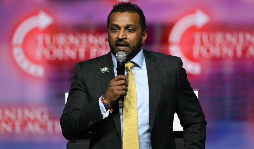 Former Chief of Staff to the United States Secretary of Defense Kash Patel speaks during a Turning Point Action 'United for Change' campaign rally for former US President and Republican presidential candidate Donald Trump in Las Vegas, Nevada, on October 24, 2024. (Photo by Patrick T. Fallon / AFP) (Photo by PATRICK T. FALLON/AFP via Getty Images)