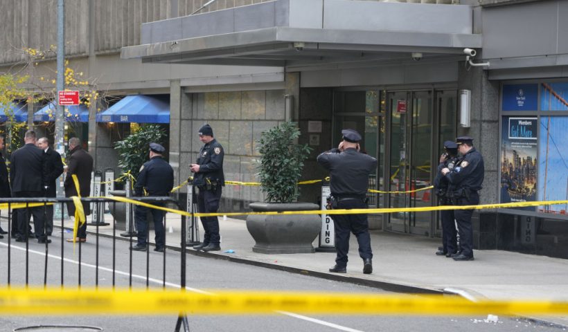 Police respond as CEO of UnitedHealthcare Brian Thompson, 50, was shot as he entered the New York Hilton after 6:45am on December 4, 2024 in New York. The chief executive of one of the United States's largest health insurance companies, UnitedHealthcare, was shot and killed outside a New York Hilton hotel in an apparently targeted hit Wednesday, US media reported. (Photo by Bryan R. SMITH / AFP) (Photo by BRYAN R. SMITH/AFP via Getty Images)