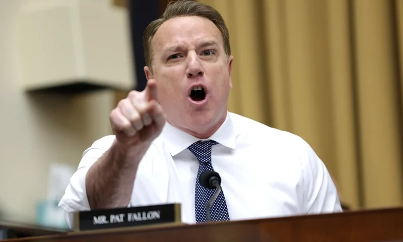 WASHINGTON, DC - DECEMBER 05: U.S. Rep. Pat Fallon (R-TX) gets into a heated exchange with U.S. Secret Service Acting Director Ronald Rowe Jr. during a hearing of the House Task Force on the Attempted Assassination of Donald J. Trump at the Rayburn House Office Building on December 05, 2024 in Washington, DC. The task force is investigating the assassination attempts on President-elect Donald J. Trump, in Butler, Pennsylvania, on July 13, 2024, and West Palm Beach, Florida, on September 15, 2024. (Photo by Samuel Corum/Getty Images)