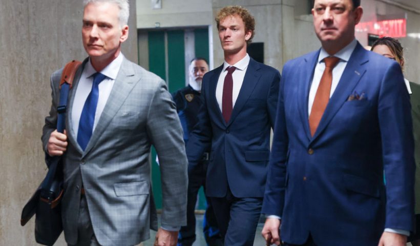 NEW YORK, NEW YORK - DECEMBER 06: Daniel Penny, who is charged in the death of Jordan Neely, walks through a hallway as the jury continues with deliberations at Manhattan Criminal Court in New York City on December 06, 2024 in New York City. Penny, 26, a former Marine, is charged in the death of Jordan Neely on a New York City subway by choking him after an altercation involving panhandling on the train car. (Photo by Spencer Platt/Getty Images)