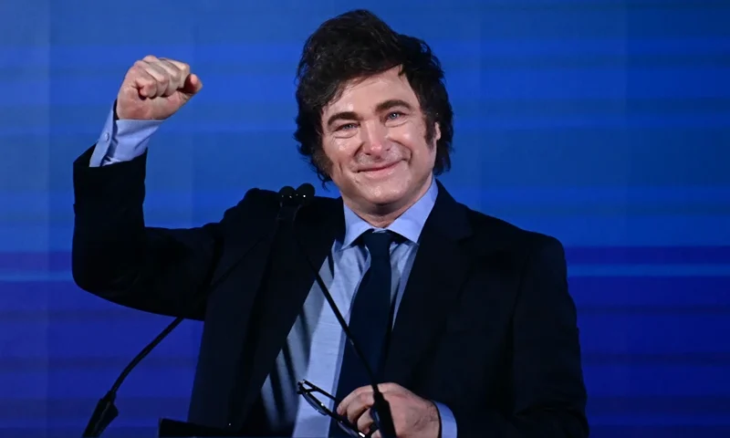 Argentina's President Javier Milei attends the Atreju political meeting organised by the young militants of Italian right wing party Brothers of Italy (Fratelli d'Italia) on December 14, 2024 in Rome. (Photo by Filippo MONTEFORTE / AFP) (Photo by FILIPPO MONTEFORTE/AFP via Getty Images)