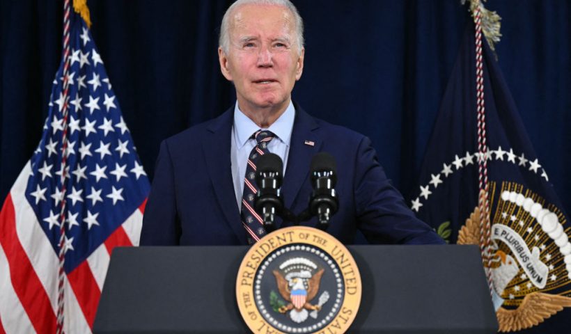 US President Joe Biden delivers remarks on the passing of former President Jimmy Carter at The Company House in Christiansted, St. Croix, US Virgin Islands on December 29, 2024. Jimmy Carter "lived a life measured not by words, but by his deeds," President Joe Biden said on December 29 in televised remarks addressing the death of the former US leader.