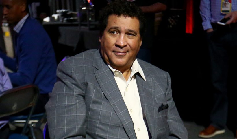 HOUSTON, TEXAS - APRIL 01: Sportscaster Greg Gumbel is interviewed prior to the 2016 NCAA Men's Final Four at NRG Stadium on April 1, 2016 in Houston, Texas. (Photo by Ronald Martinez/Getty Images)