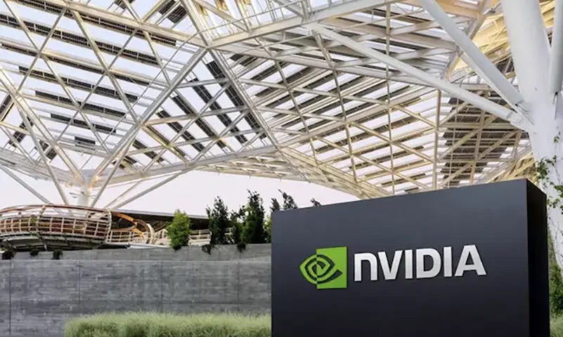 The logo of NVIDIA as seen at its corporate headquarters in Santa Clara, California, in May of 2022. Courtesy NVIDIA/Handout via REUTERS /File Photo