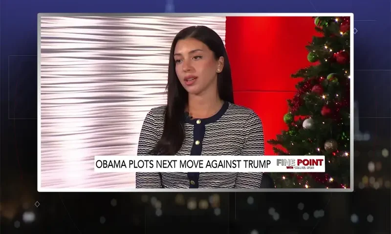 Video still from Fine Point on One America News Network during an interview with the guest, Dr. Julia Varvaro.