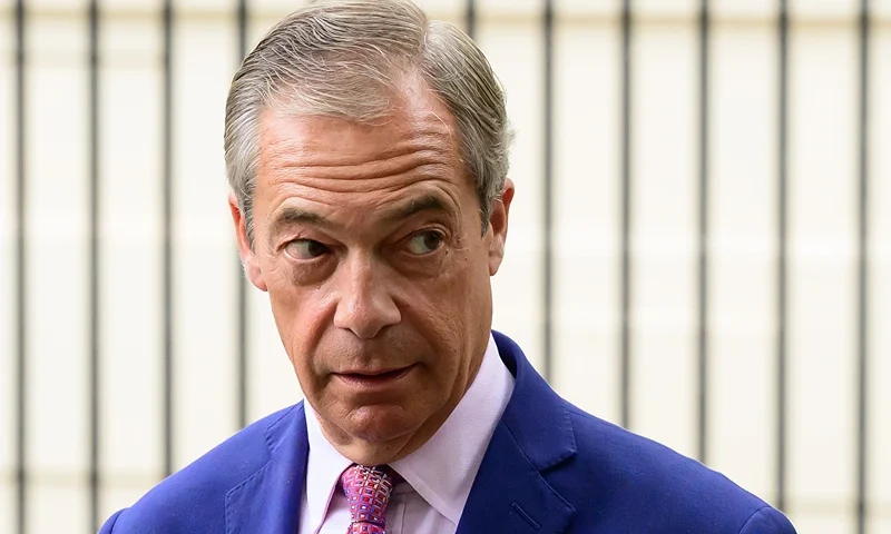 LONDON, ENGLAND - SEPTEMBER 18: Former Leader of the United Kingdom Independence Party (UKIP) Nigel Farage attends a speech by former Prime Minister Liz Truss at the Institute for Government on September 18, 2023 in London, England. Nearly one year on from the ill-fated mini-budget that impacted the British economy and ended her short-lived premiership, the former prime minister delivers her keynote speech that seeks to explain and defend her time in charge. (Photo by Leon Neal/Getty Images)
