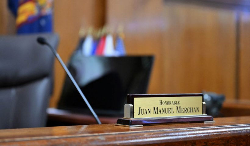A general view shows Judge Juan Manuel Merchan's courtroom at Manhattan Criminal Court in New York City on March 12, 2024. Former US President Trump will become the first former US president to face criminal trial when jury selection begins in New York on March 25 in his case of allegedly covering up hush money payments. (Photo by ANGELA WEISS / AFP) (Photo by ANGELA WEISS/AFP via Getty Images)
