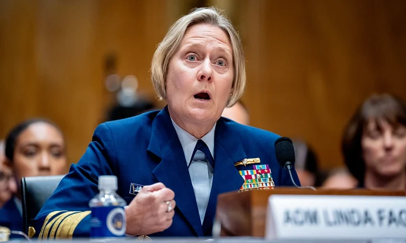 WASHINGTON, DC - JUNE 11: U.S. Coast Guard Commandant Adm. Linda Fagan speaks during a Senate Homeland Security and Governmental Affairs Subcommittee on Investigations hearing on Capitol Hill on June 11, 2024 in Washington, DC. Fagan is testifying after Shannon Norenberg, the Coast Guard Academy's sexual assault response coordinator, resigned Sunday and released a statement alleging she was used to lie and discourage victims of sexual assault from coming forward during a coverup of a report known as "Operation Fouled Anchor." (Photo by Andrew Harnik/Getty Images
