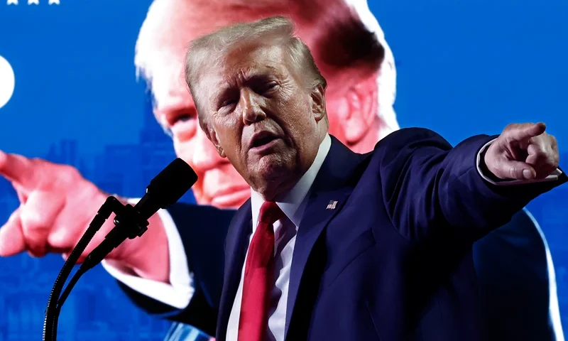 GRAND RAPIDS, MICHIGAN - NOVEMBER 05: Republican presidential nominee, former President Donald Trump speaks during a campaign rally at Van Andel Arena on November 05, 2024 in Grand Rapids, Michigan. Trump campaigned for re-election in the battleground states of North Carolina and Pennsylvania before arriving for his last rally minutes after midnight in Michigan. (Photo by Chip Somodevilla/Getty Images)