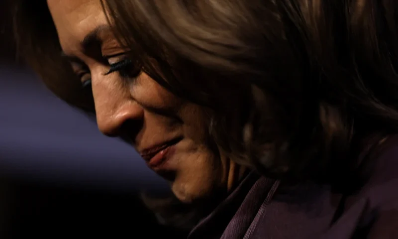 WASHINGTON, DC - DECEMBER 09: U.S. Vice President Kamala Harris waits in the Old Senate Chamber before swearing in new senators at the U.S. Capitol on December 09, 2024 in Washington, DC. Harris ceremonially swore-in Sen. Andy Kim (D-NJ), Sen. Adam Schiff (D-CA) and Sen. Pete Ricketts (R-NE). (Photo by Chip Somodevilla/Getty Images)