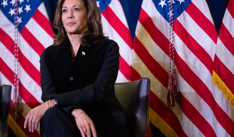US Vice President Kamala Harris attends the Democratic National Committee's Holiday Reception in Washington, DC, December 15, 2024. (Photo by SAUL LOEB / AFP) (Photo by SAUL LOEB/AFP via Getty Images)