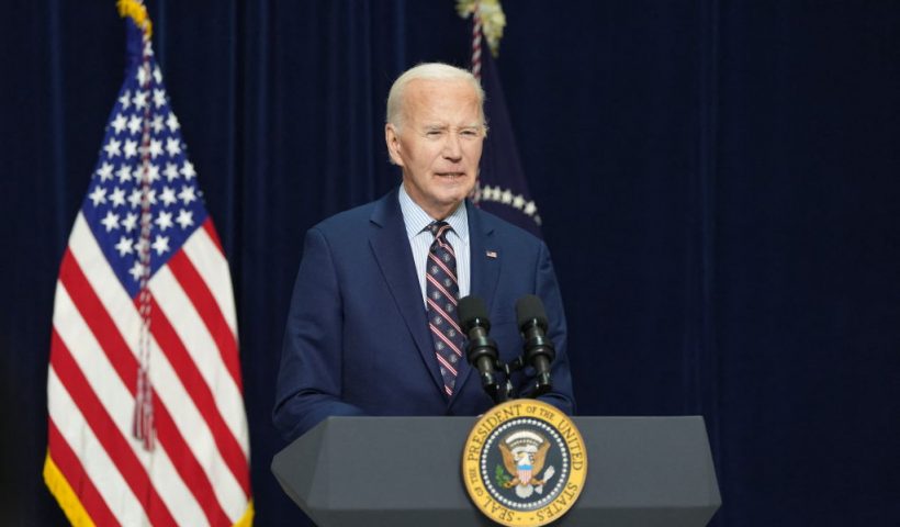 US President Joe Biden makes a statement about the terrorist attack in New Orleans from Camp David, Maryland, on January 1, 2025. The FBI identified Shamsud-Din Jabbar, who is a US citizen and Army veteran, as the man who slammed a pickup truck flying an Islamic State flag into a crowd of New Year revelers in New Orleans on Wednesday, killing at least 15 people and wounding more than 35. (Photo by Chris Kleponis / AFP) (Photo by CHRIS KLEPONIS/AFP via Getty Images)