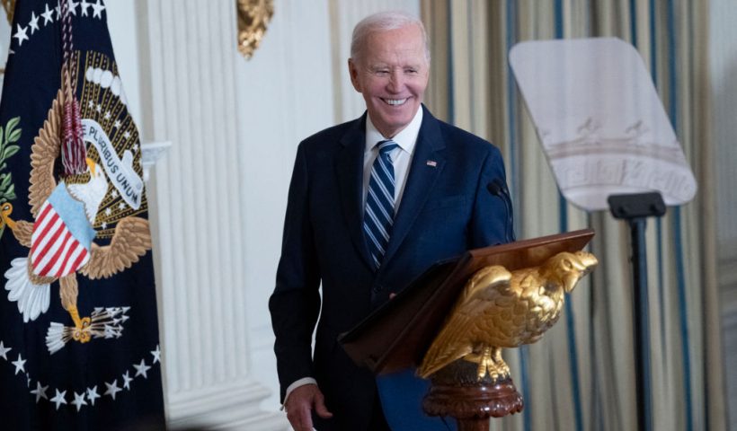 US President Joe Biden arrives to speak at a reception for new Democratic members of Congress at the State Dining Room of the White House in Washington, DC on January 5, 2025. (Photo by Chris Kleponis / AFP) (Photo by CHRIS KLEPONIS/AFP via Getty Images)