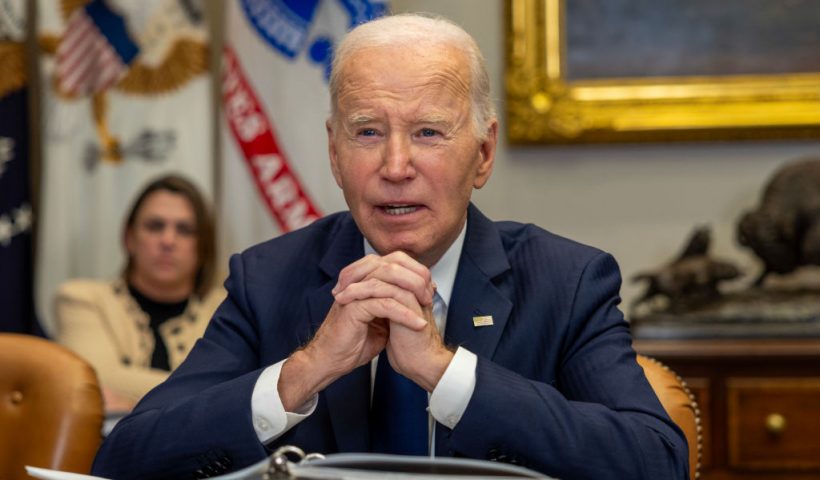 WASHINGTON, DC - JANUARY 09: U.S. President Joe Biden speaks to the media on the federal response to the Los Angeles wildfires at the White House on January 09, 2025 in Washington, DC. The wildfires in the Los Angeles area have killed at least five people and forced nearly 180,000 people from their homes (Photo by Tasos Katopodis/Getty Images)