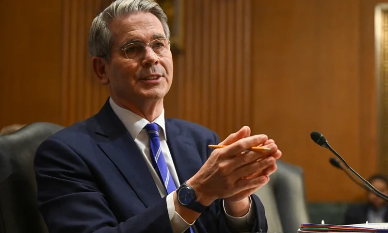 US investor and hedge fund manager Scott Bessent testifies before the Senate Finance Committee on his nomination to be Secretary of the Treasury, on Capitol Hill in Washington, DC, on January 16, 2025. (Photo by ANDREW CABALLERO-REYNOLDS / AFP) (Photo by ANDREW CABALLERO-REYNOLDS/AFP via Getty Images)