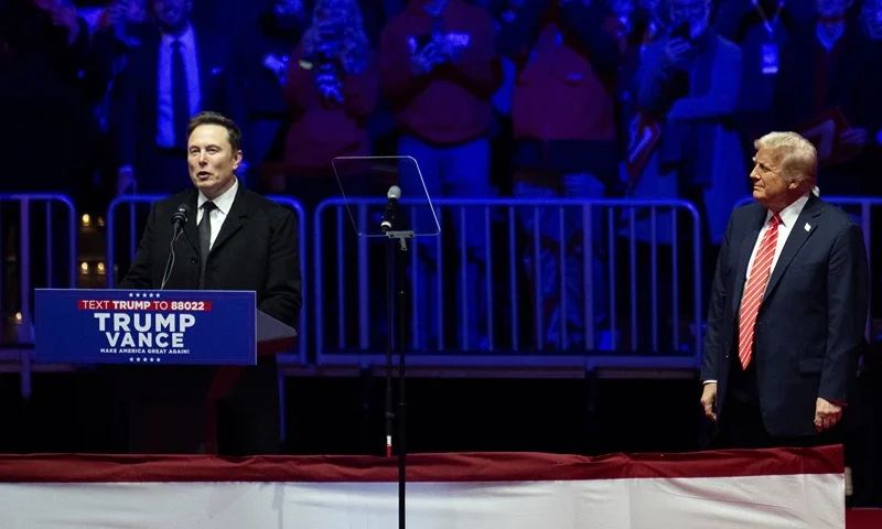 SpaceX and Tesla CEO Elon Musk speaks at a MAGA victory rally at Capital One Arena in Washington, DC, on January 19, 2025, one day ahead of his inauguration ceremony. (Photo by Jim WATSON / AFP) (Photo by JIM WATSON/AFP via Getty Images)