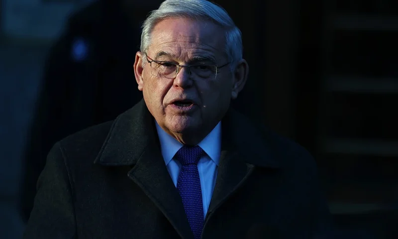 Former Sen. Bob Menendez (D-NJ) gives a brief statement after sentencing at Manhattan Federal Court on January 29, 2025 in New York City. Menendez, who was found guilty on bribery and corruption charges last year, was sentenced to 11 years in prison. His co-defendant Fred Daibes was sentenced to seven years in prison and fined $1.75 million. A second co-defendant, Wael Hana, was sentenced to more than eight years in prison and fined $1.3 million. (Photo by Michael M. Santiago/Getty Images)