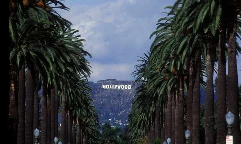 The Hollywood Sign on Mount Lee, overlooking Hollywood, Los Angeles, 29th October 1993