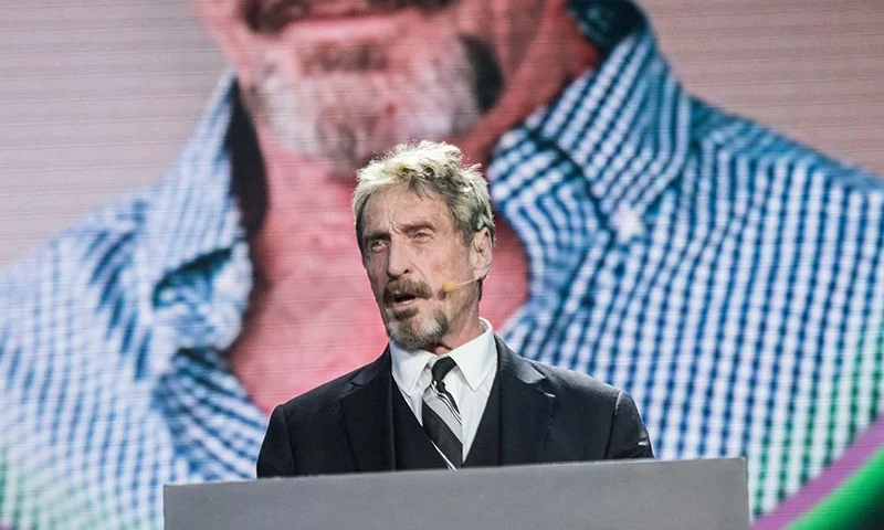 John McAfee, founder of the eponymous anti-virus company, speaks during the China Internet Security Conference in Beijing on August 16, 2016. (Photo by Fred DUFOUR / AFP) (Photo by FRED DUFOUR/AFP via Getty Images)