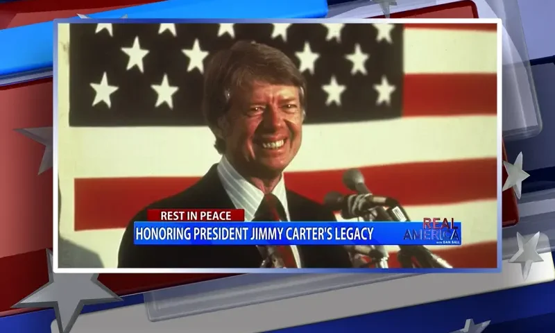 Video still from Real America on One America News Network featuring President Jimmy Carter.