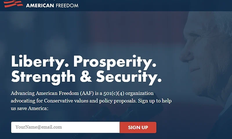 Homepage for Advancing American Freedom website (AAF).