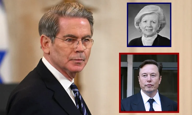 (L) US Secretary of Treasury Scott Bessent arrives for a press conference with the US president and Israel's prime minister in the East Room of the White House in Washington, DC, on February 4, 2025. (Photo by Jim WATSON / AFP) (Photo by JIM WATSON/AFP via Getty Images) / (R-Top) Senior Judge Colleen Kollar-Kotelly. (Photo via: United States District Court - District of Columbia) / (R-bottom) SAN FRANCISCO, CALIFORNIA - JANUARY 24: Tesla CEO Elon Musk leaves the Phillip Burton Federal Building on January 24, 2023 in San Francisco, California. Musk testified at a trial regarding a lawsuit that has investors suing Tesla and Musk over his August 2018 tweets saying he was taking Tesla private with funding that he had secured. The tweet was found to be false and cost shareholders billions of dollars when Tesla's stock price began to fluctuate wildly allegedly based on the tweet. (Photo by Justin Sullivan/Getty Images)
